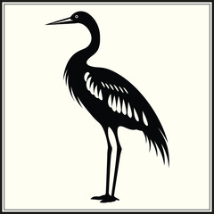 Obraz premium Silhouette of Crane, Elegant Bird