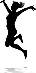 Happy Woman Jumping For Joy Silhouette Person