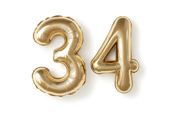Gold Balloons Celebrate Number Thirty-Four