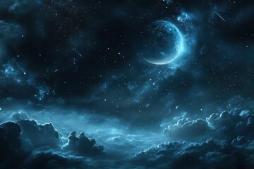 Fototapeta premium Night Sky with Crescent Moon