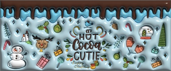 Cute Hot Cocoa Party Design with Winter Themed Graphics