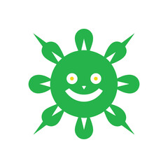 Smiley Face Mascot with Radiating Hill – Four Faces in One Creature, Modern Pop Art Style