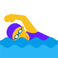 Freestyle Swimmer Emoji (Purple Cap, Yellow Skin)
