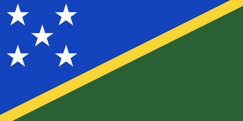 Solomon Islands Flag. Official colors and proportions.