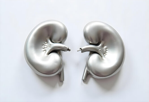 Kidney Shaped Medical Plate for Renal Health Concept and Clinical Nutrition Plate for Kidney Disease Awareness Isolated on White Background