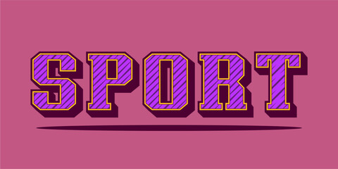 typography SPORT word art illustration, editable text effect, eps file format