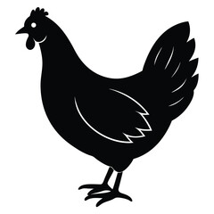 Chicken Silhouette, Vector EPS10 Illustration, Hen silhouette isolated on white background, Chicken hen silhouette isolated on white background, Flat vector Farm Animal illustration.