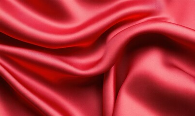 Obraz premium Close-up of luxurious red silk fabric with elegant folds and waves creating a smooth texture.