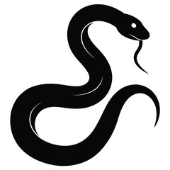 snake Black and white vector illustration animal silhouette for t shirt, black and white snake silhouette vector illustration, vector illustration of a snake silhouette isolated on white background.