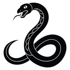 snake Black and white vector illustration animal silhouette for t shirt, black and white snake silhouette vector illustration, vector illustration of a snake silhouette isolated on white background.