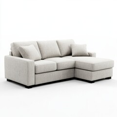 A stylish light beige L-shaped sectional sofa with plush cushions and clean lines perfect for modern living rooms offe ultimate comfort and relaxation in a contemporary home