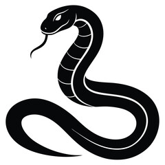 Fototapeta premium snake Black and white vector illustration animal silhouette for t shirt, black and white snake silhouette vector illustration, vector illustration of a snake silhouette isolated on white background.