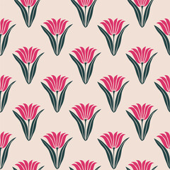 Blossom flowers allover seamless repeat pattern