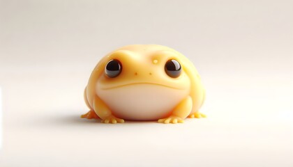 A cute baby spray toad in 3D with round body and delicate limbs calmly posed on white