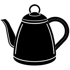 Kettle Silhouette Graphic Black Vector on White Background.