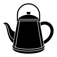 Kettle Silhouette Graphic Black Vector on White Background.