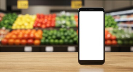 Smartphone Mockup in Grocery Store