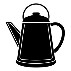 Kitchen Kettle Vector Icon Black Silhouette on White.