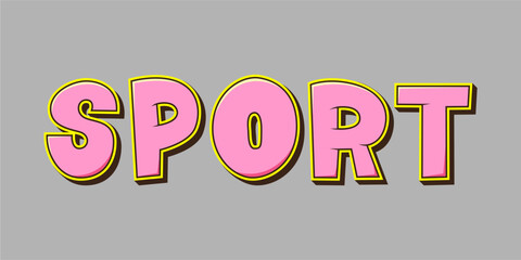 typography SPORT word art illustration, editable text effect, eps file format