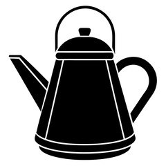 Black Kettle Icon Silhouette Vector on White Background.