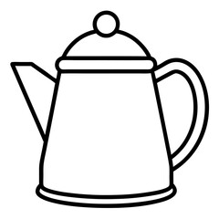 Black Kettle Line Icon Silhouette Vector on White Background.