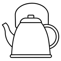 Kettle Silhouette Vector Line Icon Clean Design on White Background.