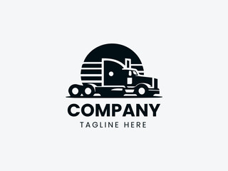 Semi-Truck Silhouettes Transportation Industry Vector Logo Design, Transportation Logo Semi-Truck Silhouettes