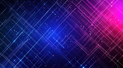 Fototapeta premium Futuristic geometric grid background, neon blue and purple lights cyberpunk style, high tech digital abstract design for modern technology concept.