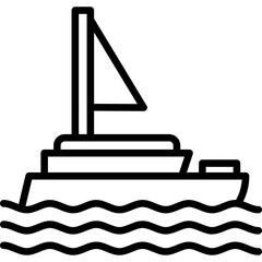 Fractional Sloop Sailboat Icon Vector Element