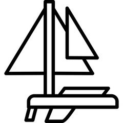 Cutter Sailboat Icon Vector Element