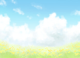 Obraz premium 花畑のある風景