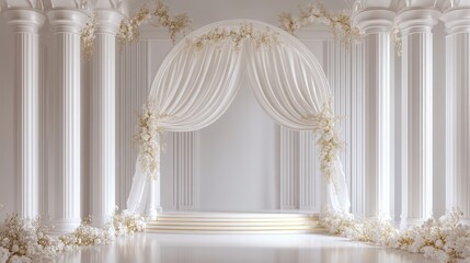 Elegant white archway wedding backdrop