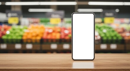 Smartphone Mockup in Grocery Store