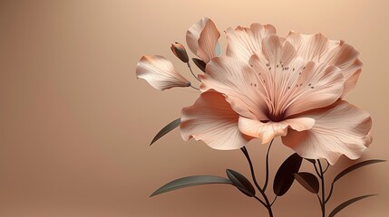 A muted brown background with a single soft peach flower on the corner. HD 8K wallpaper Photographic Image
