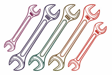 set of Mechanic Wrench silhouette vector illustration