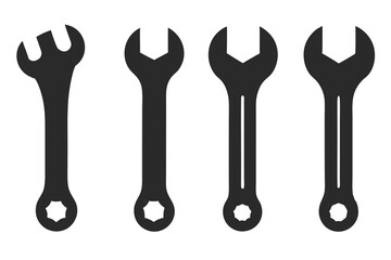 set of Mechanic Wrench silhouette vector illustration