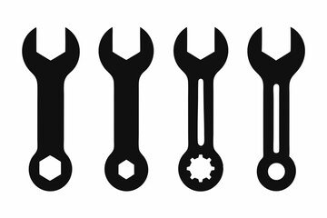 set of Mechanic Wrench silhouette vector illustration
