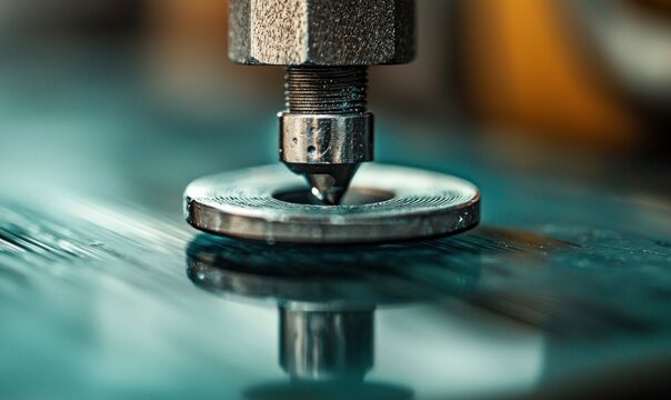A close-up shows a hardness testing machine, ensuring high precision in industrial quality control processes.