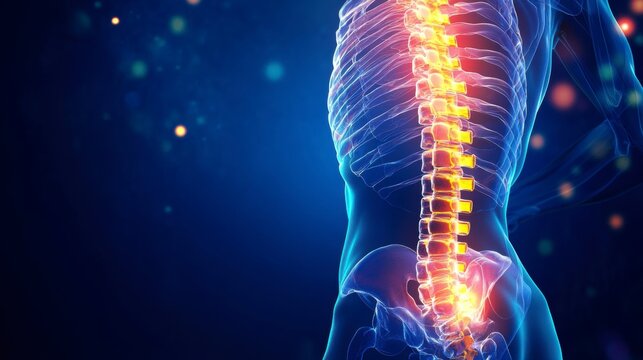3D Spine Anatomy, Painful Vertebrae, Medical Visualization, Educational Resource - Powered by Adobe