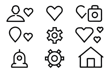 Modern UI and Business Icon Set – Minimal Black Line Icons for Apps, Web Interfaces, E-Commerce, Finance, Tech & Healthcare Dashboards.