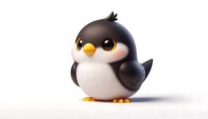 Obraz premium A baby maleo bird with yellow face and crest stands playfully in soft light