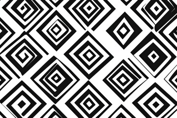 Bold black and white geometric diamond pattern design abstract art modern textile print stylish isolated on transparent background