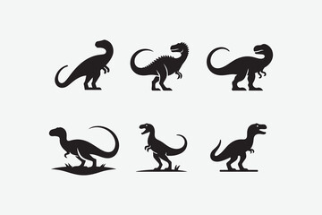 minimal black silhouette of a  dinosaur. The design is highly simplified, bold
