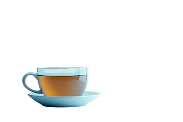 Obraz premium Warm steaming tea in glass cup serene blue background gentle morning light perfect peaceful moment isolated on transparent background