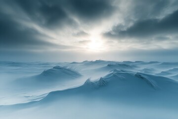 Snowy mountains, dramatic sky