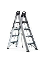 Metal stepladder on white background