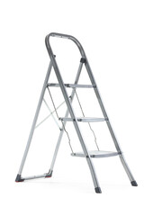 Metal stepladder on white background
