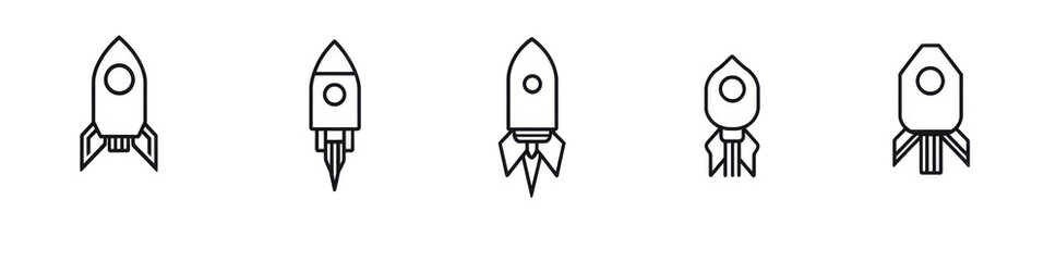 Fototapeta premium An outline drawing of a rocket launch in flat art style