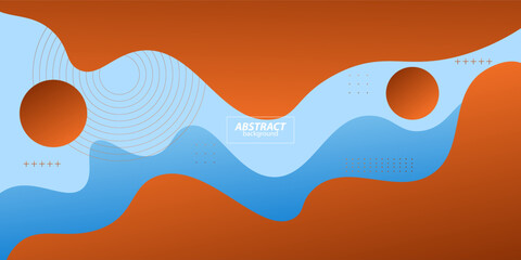 Modern blue orange geometric business banner design. Creative banner design with wave shape and line as template. Simple horizontal banner. Vector Eps10