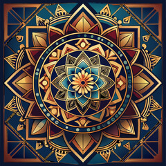 Round mandala on colorfull gradient background. Translucent mesh pattern in the form of a mandala. Mandala with floral patterns. Pastel Yoga template. Gradient background with round mandala.